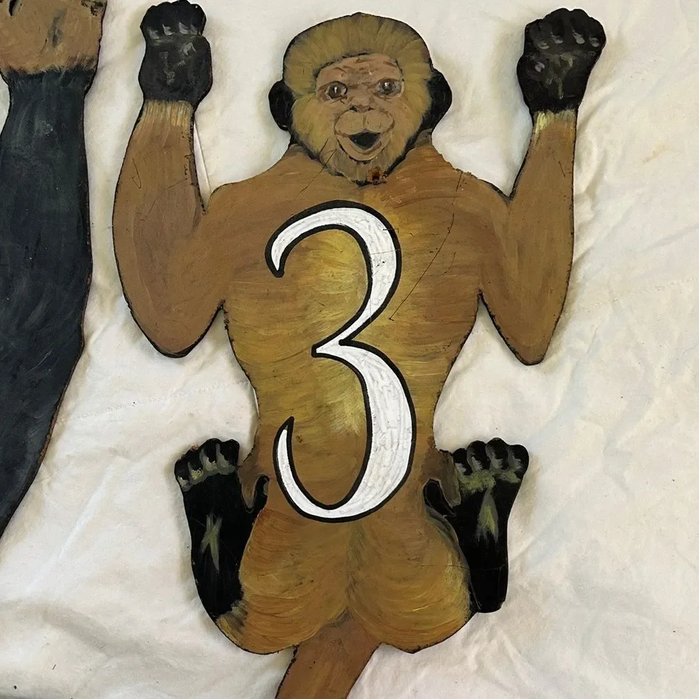 Trader Joe’s Memorabilia Monkey Themed Wall Decor Set Wooden